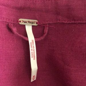 Free people linen dress in cranberry. Medium